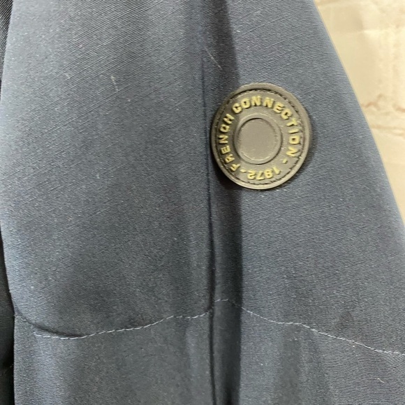 FRENCH CONNECTION Hooded Long Puffer Jacket Utility Navy Blue XSmall - Picture 15 of 15